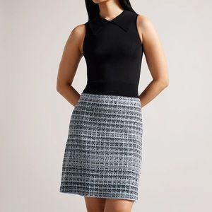 Ted Baker Knit Tweed Dress Mixed Material Size 3 (8)